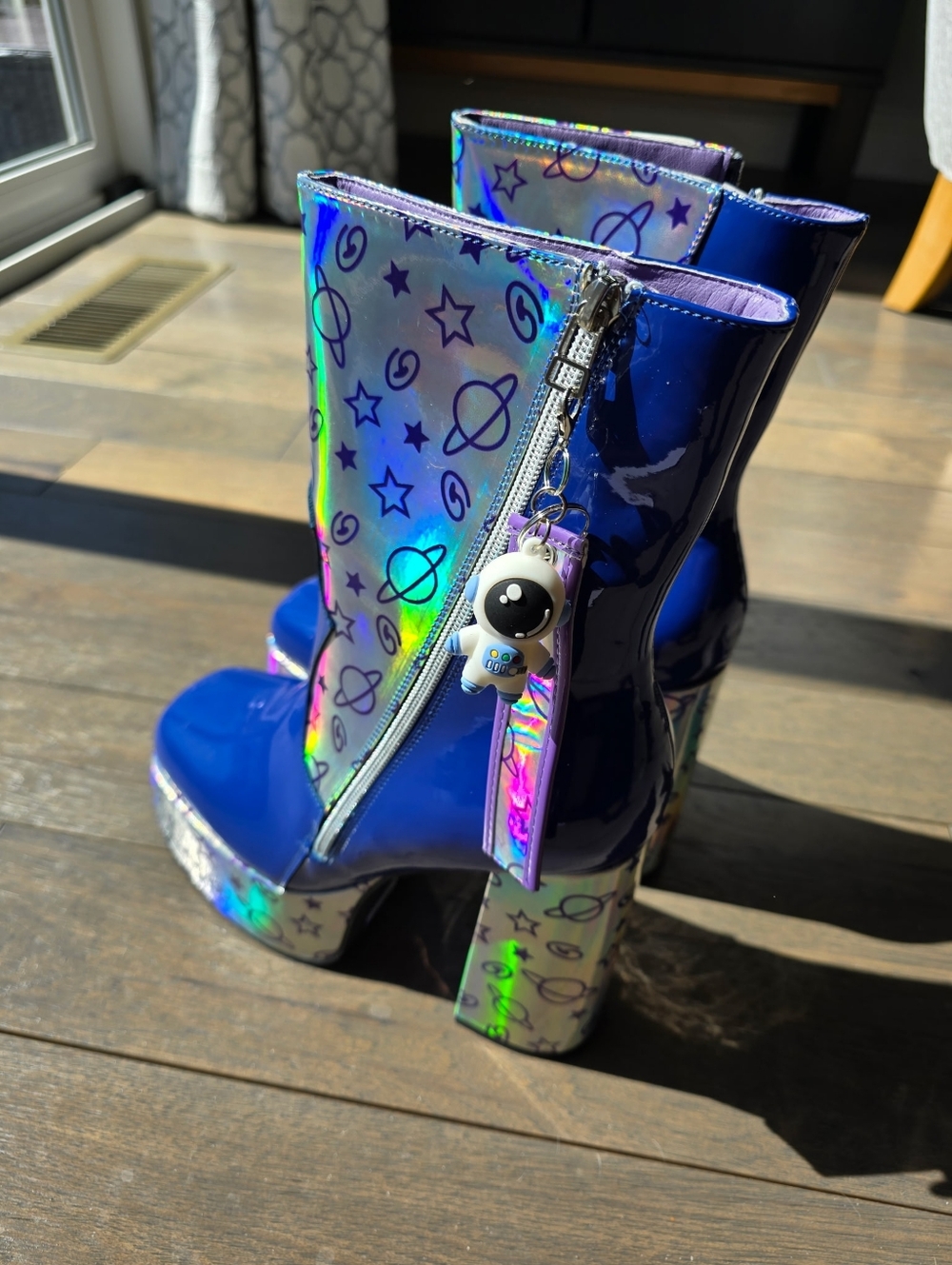 Spaceman Supernova Holographic Purple Platform Boots Sz US 10 - Picture 4 of 9